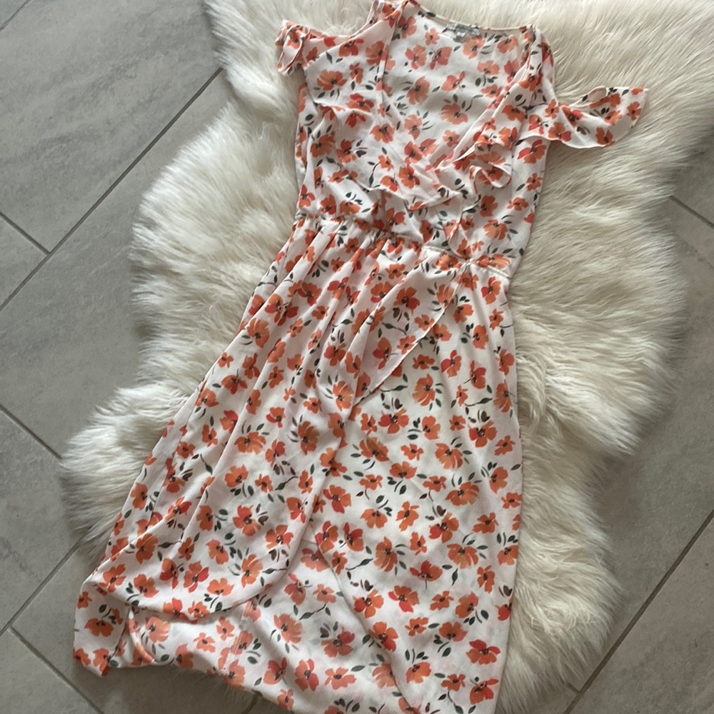 🍊COLD SHOULDER RUFFLE FLORAL DRESS 🥕